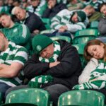 Celtic fans sleeping in the stands