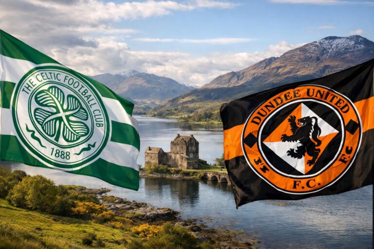 Celtic and a Dundee United badge