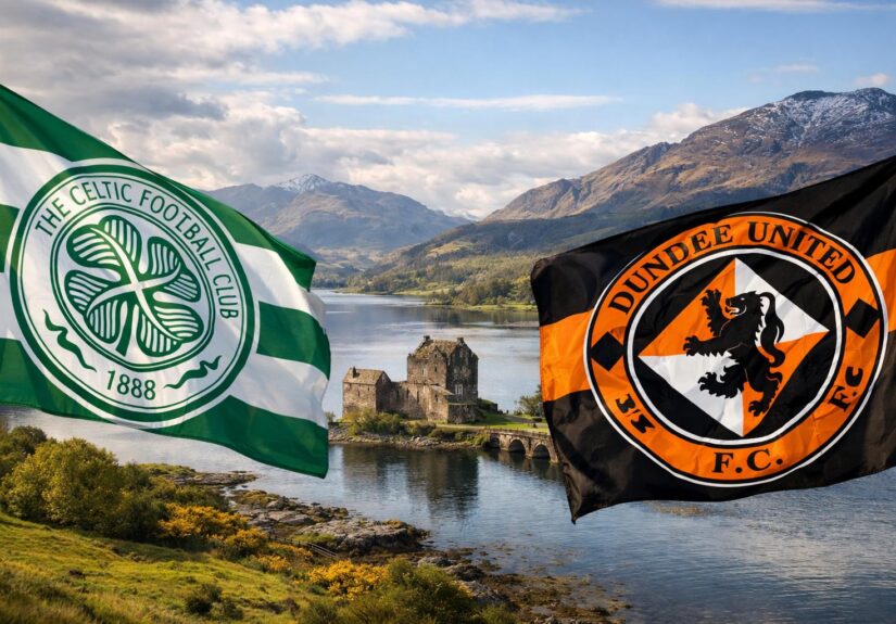 Celtic and a Dundee United badge