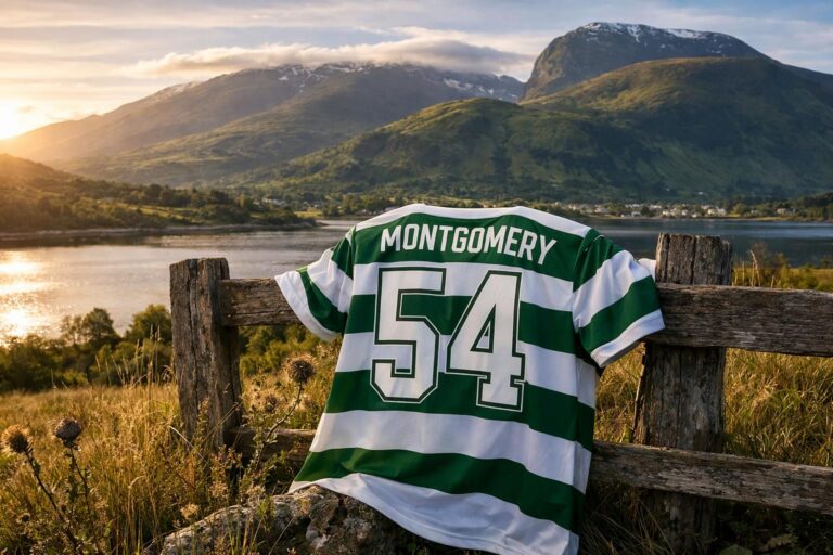 Celtic shirt with Montgomery - 54 on the back