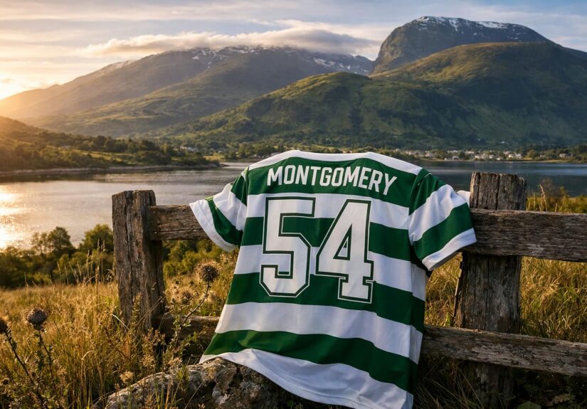 Celtic shirt with Montgomery - 54 on the back