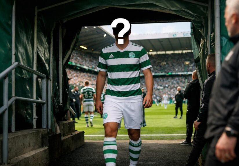 Celtic player with question mark over him walking out of tunnell