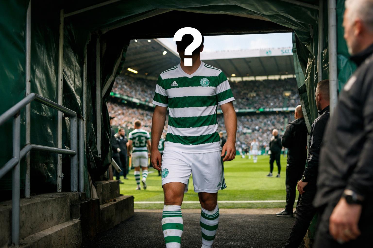 Celtic player with question mark over him walking out of tunnell