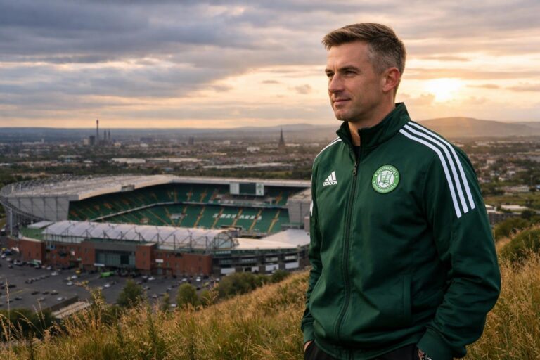 Kieran McKenna in a Celtic tracksuit