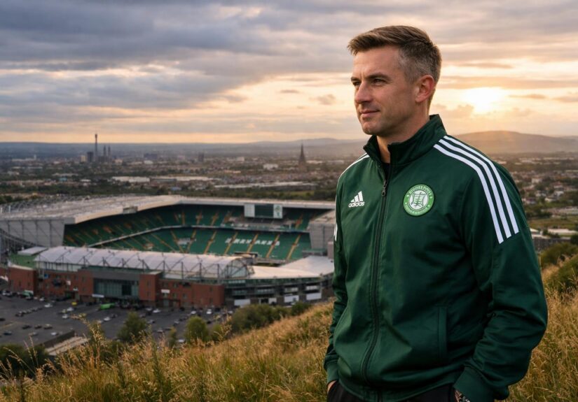 Kieran McKenna in a Celtic tracksuit