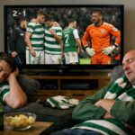 Celtic fans sleeping as Celtic beat Hibernian 2-1 on the tv