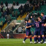 Celtic Park emptying as Celta Vigo celebrate their second goal during last night's Europa League game