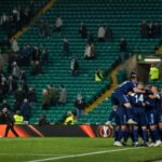 Celtic Park emptying as Celta Vigo celebrate their second goal during last night's Europa League game