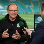 Martin O'Neill being interviewed by Celtic TV in a studio at Celtic Park