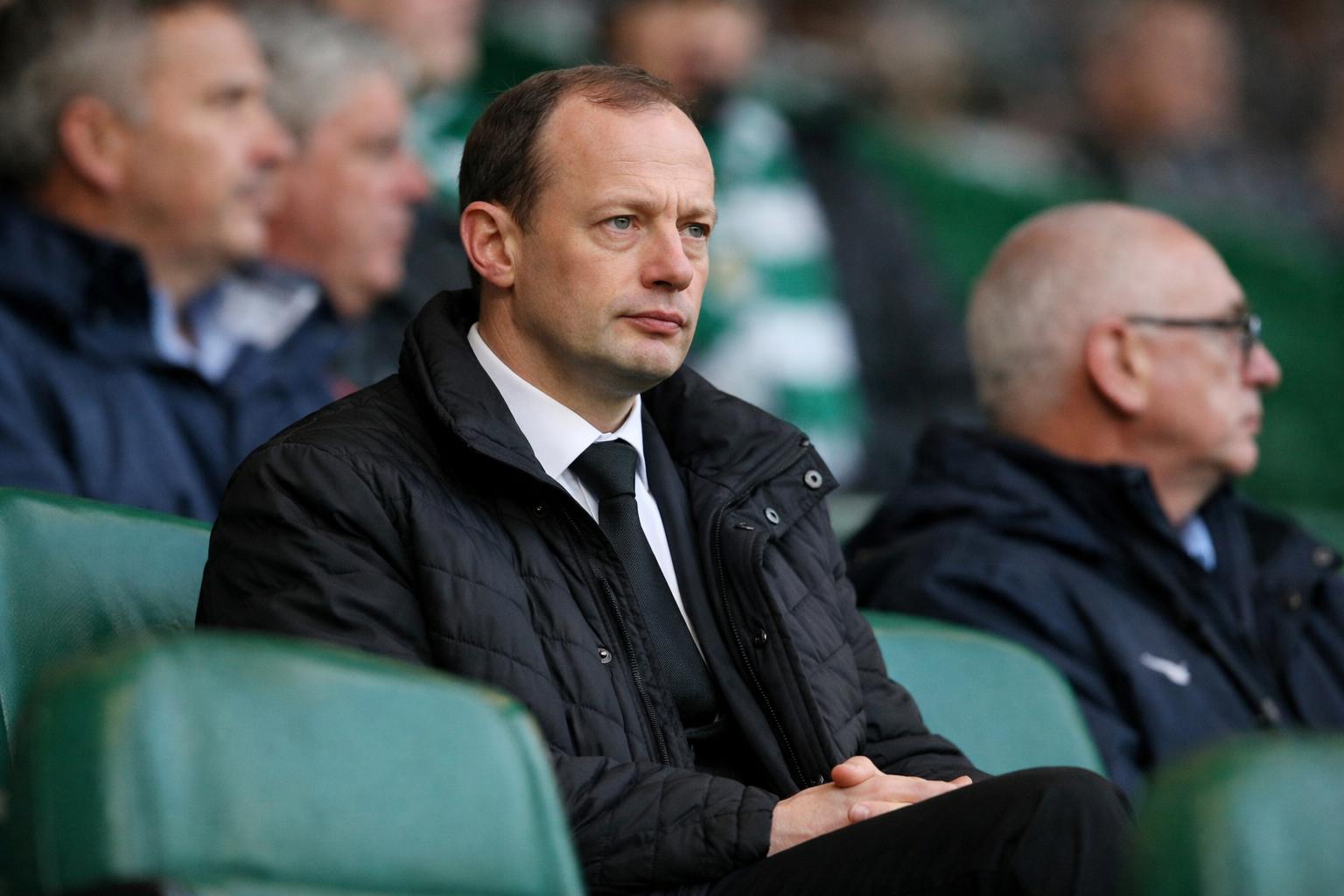 Head of Scottish referees Willie Collum sitting in the stands at game