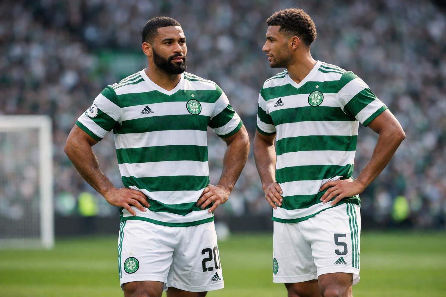 Cameron Carter Vickers and auston Trusty on the field at Celtic Park